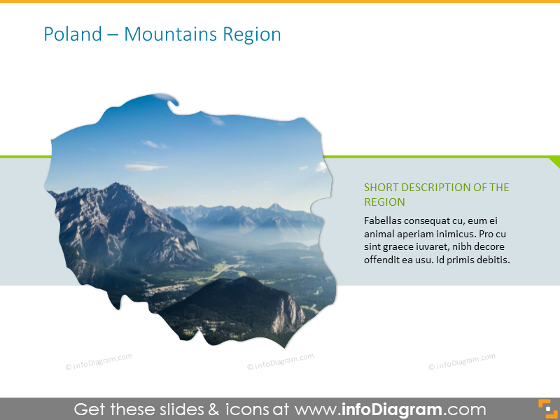 Poland mountain regions map with a brief description