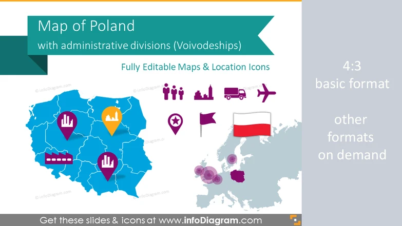 Poland Maps with Regions - Voivodeships Divisions (PPT Template)