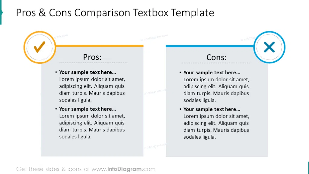 Example of the pros and cons comparison template