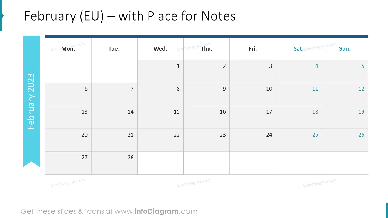 March Calendars 2022 EU with notes plan