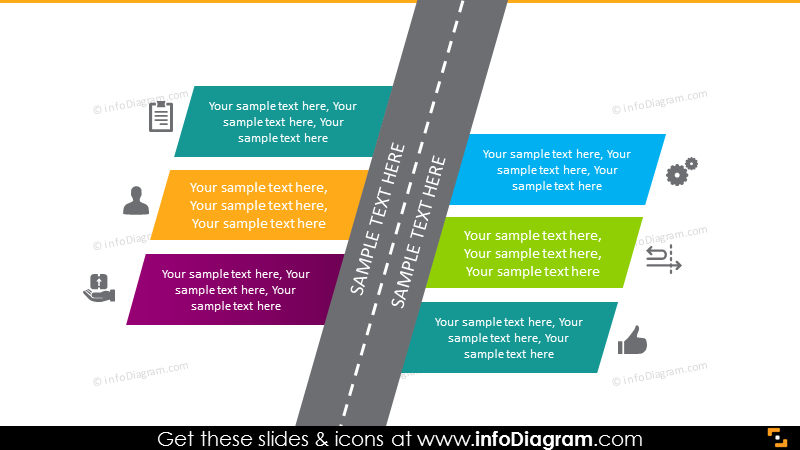 6 stages roadmap flat infographics