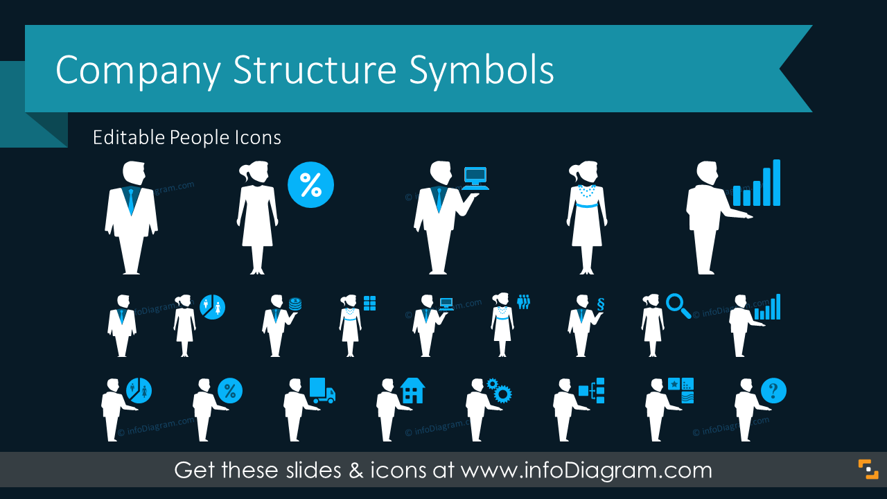 Company Structure People Silhouettes (PPT icons clipart)