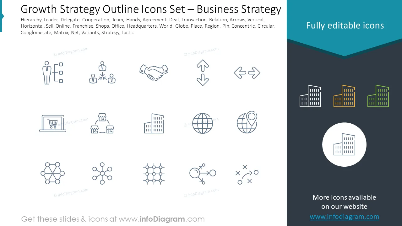 Growth Strategy Outline Icons Set – Business Strategy