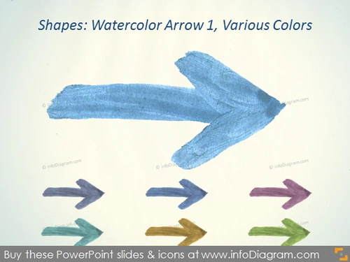 Watercolor arrow blue Brush Aquarelle ppt icons