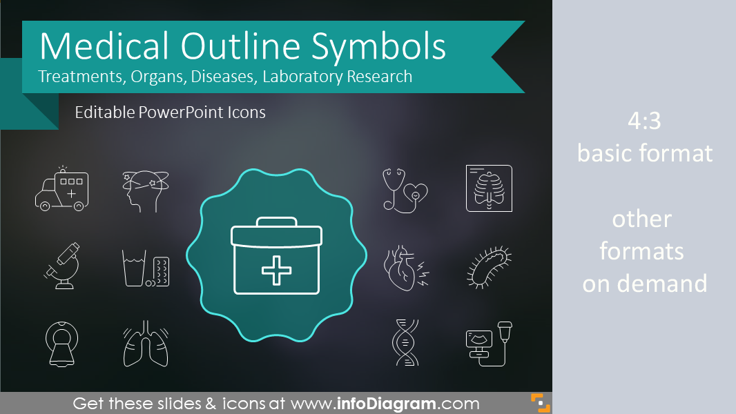 Medical Signs and Outline Health Symbols for presentations (PPT icons)