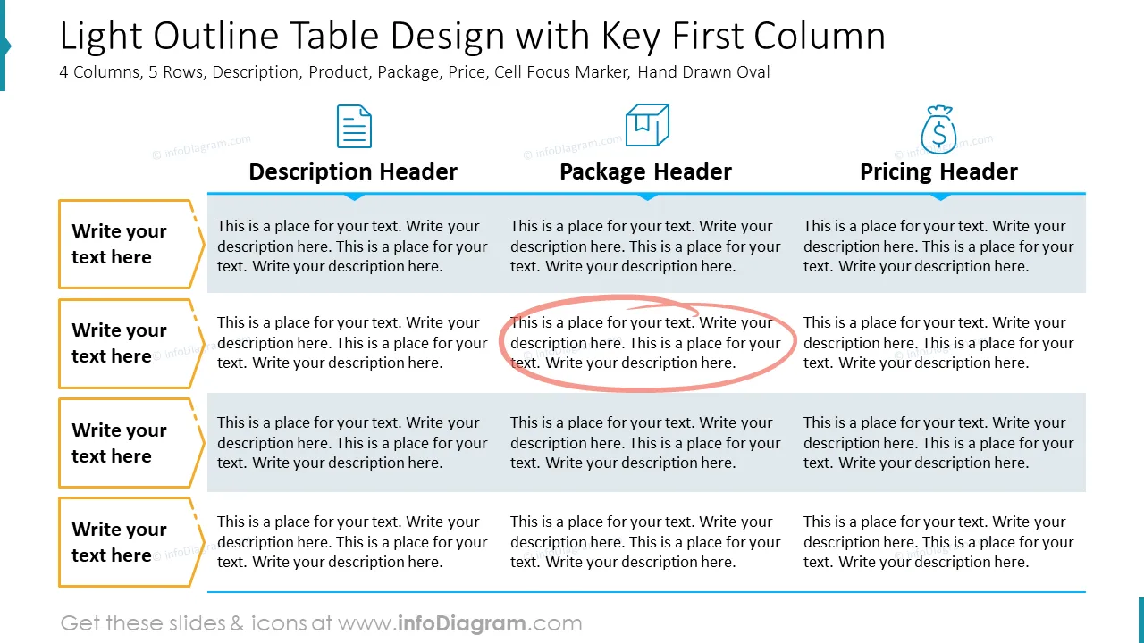 Light Outline Table Design - Table PowerPoint Template