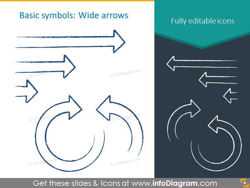 Charcoal wide arrows symbols