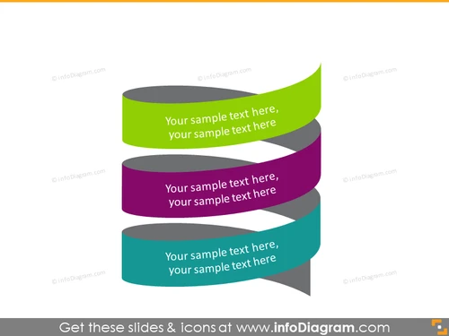 flat rounded 3d ribbon infographics shape powerpoint diagram