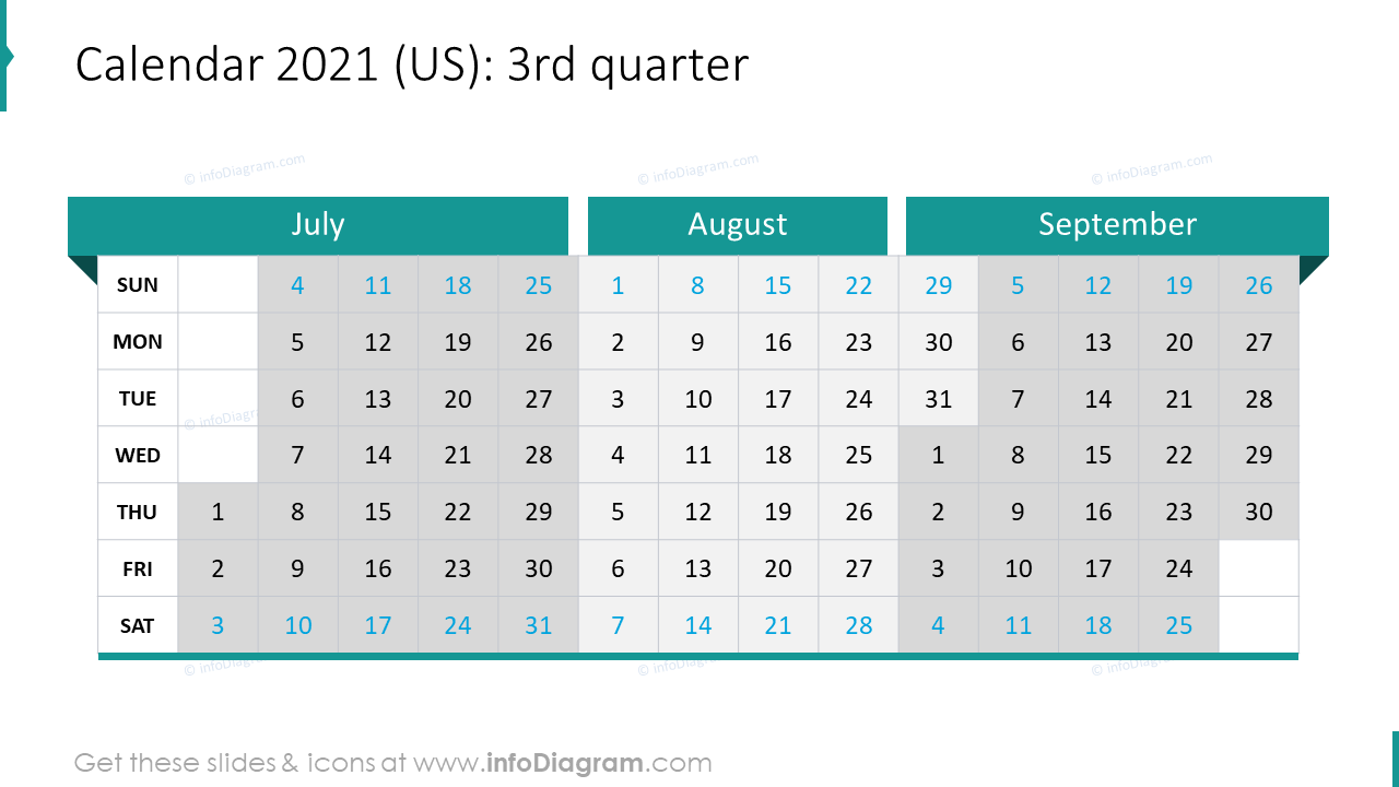 3rd Quarter 2020 US Calendars