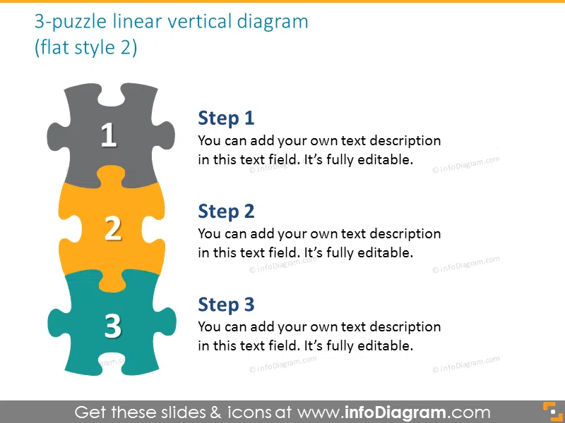 puzzle linear vertical diagram handdrawn sketched ppt clipart