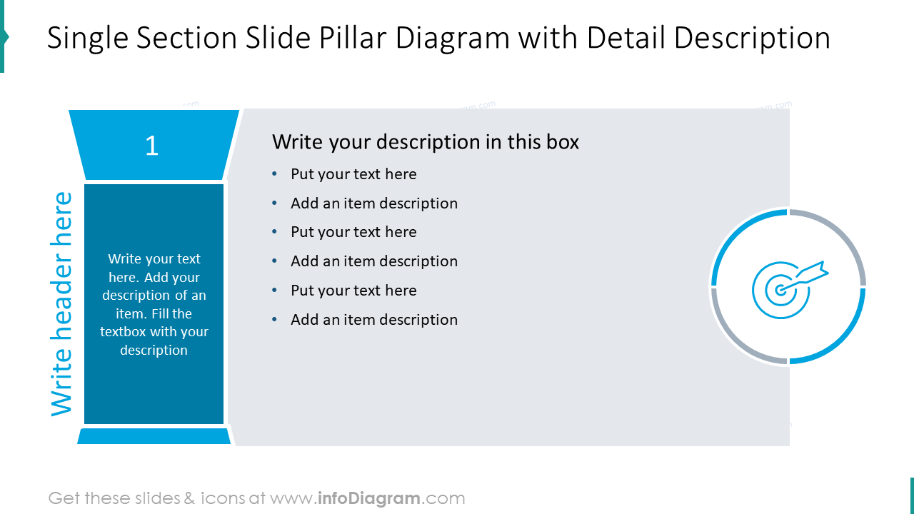 Single section slide pillar diagram with detail description