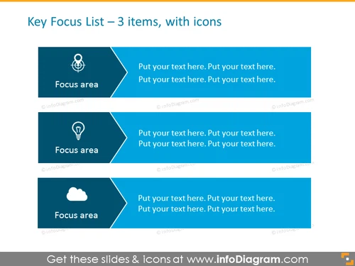 Key Focus List - 3 Items PPT Template