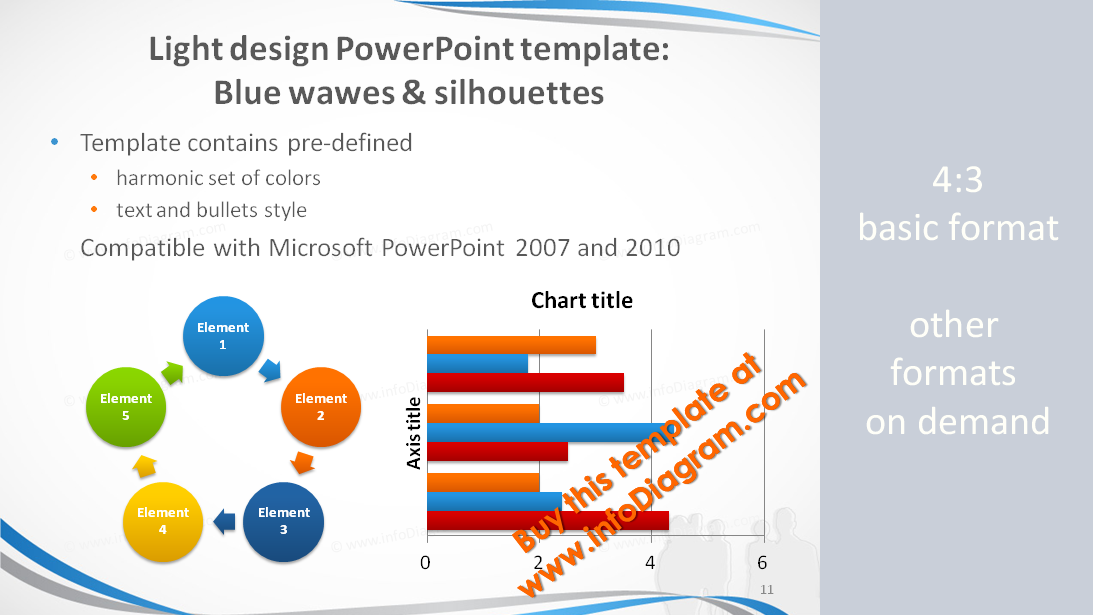 Light PowerPoint Template: Blue Silhouettes