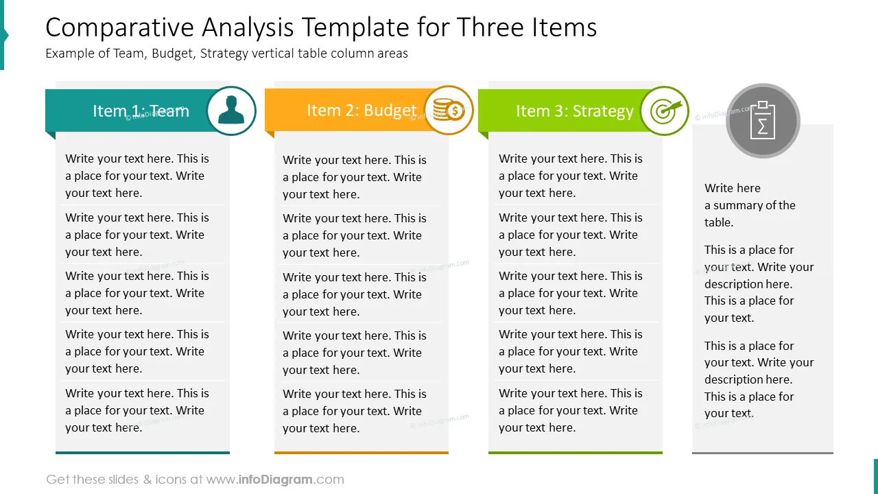 Three items Comparative Analysis Template