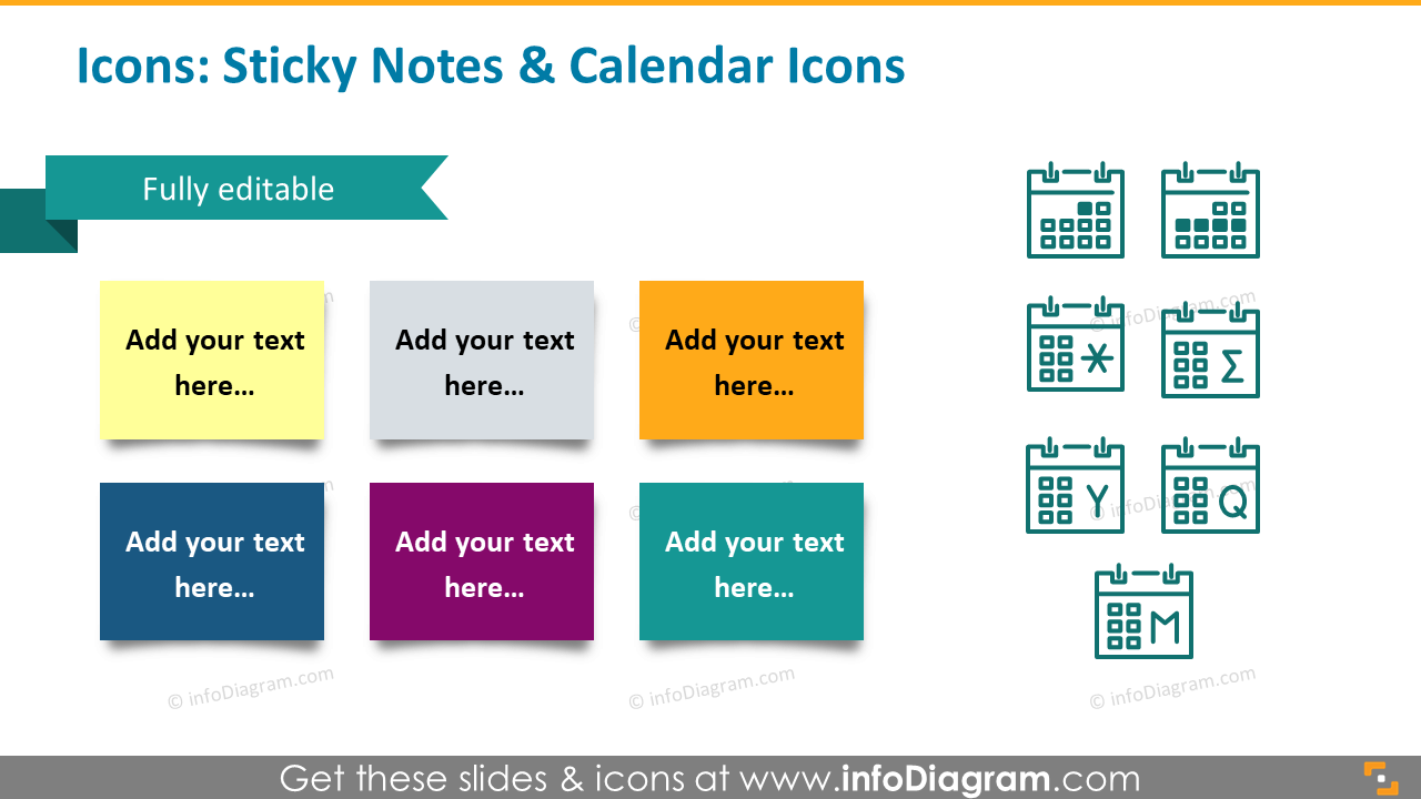 Icons example: sticky notes and calendar icons