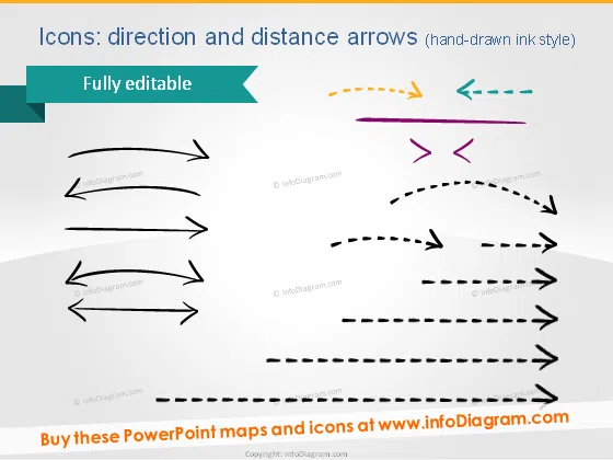 map routes icons handdrawn arrows sketch powerpoint