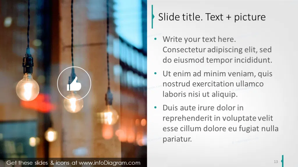 Text slide template completed with picture