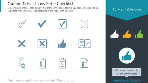 Outline & Flat Icons Set – Checklist