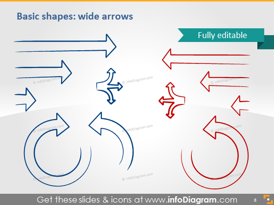 Shapes wide arrows icons ppt clipart