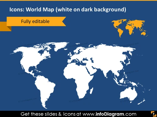 white world map editable infographics clipart pptx