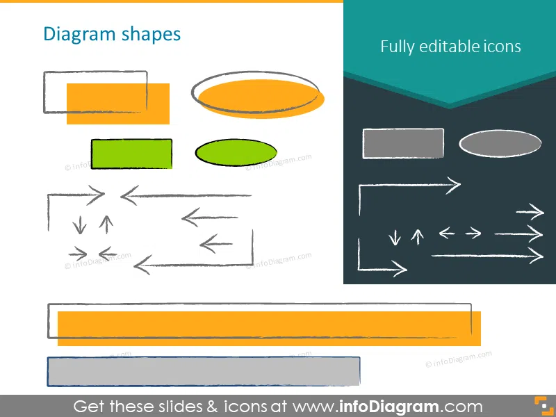 block diagram charcoal handwritten shapes icons ppt