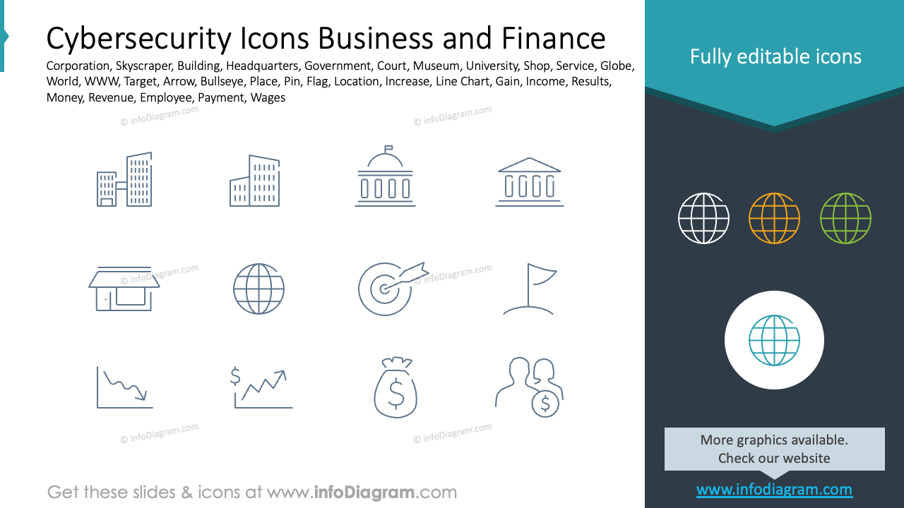 Cybersecurity Icons Business and Finance