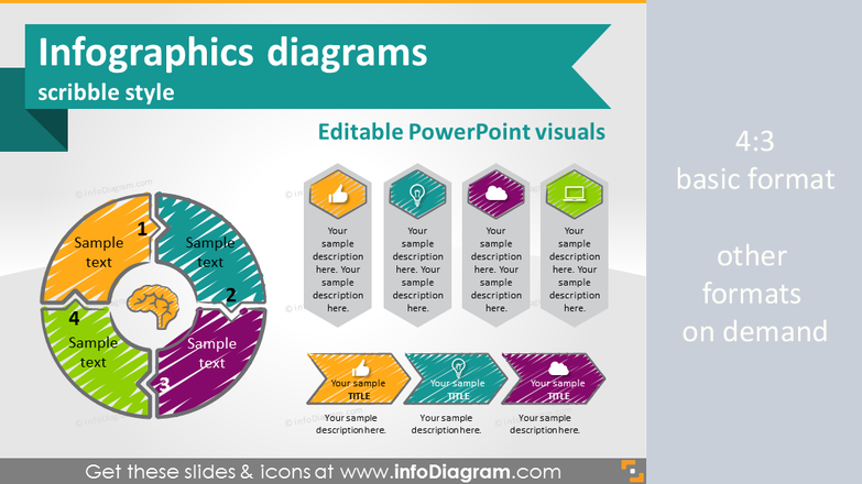 Hand Drawn Scribbled Infographics diagrams and symbols (PPT shapes)