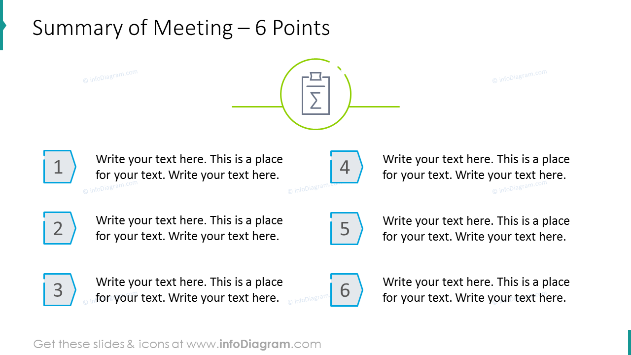 Summary of meeting with 6 points 
