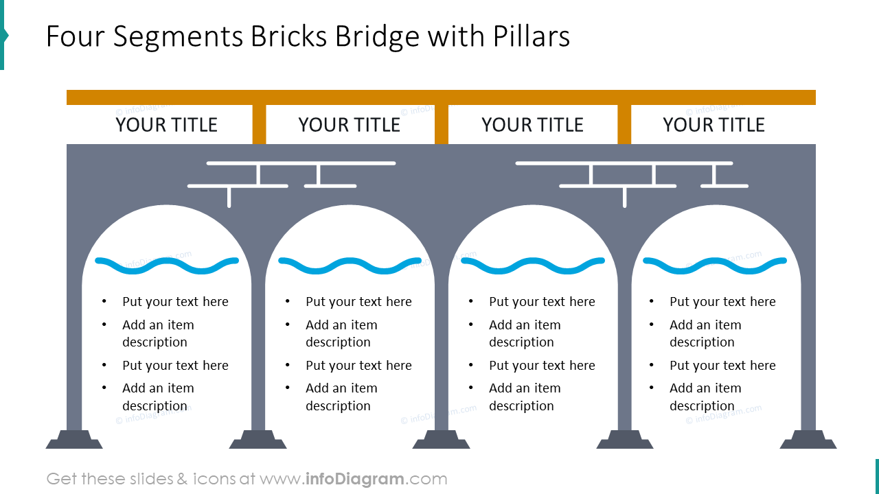 Four segments bricks bridge with pillars