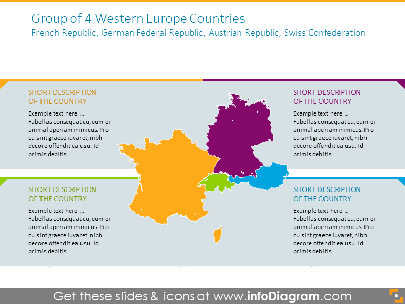Group of 4 Western Europe Countries map