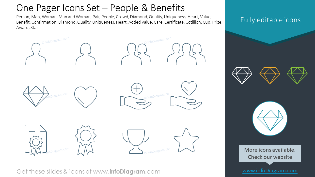 One Pager Icons Set – People & Benefits