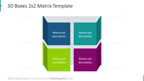 3D boxes 2x2 matrix infographics