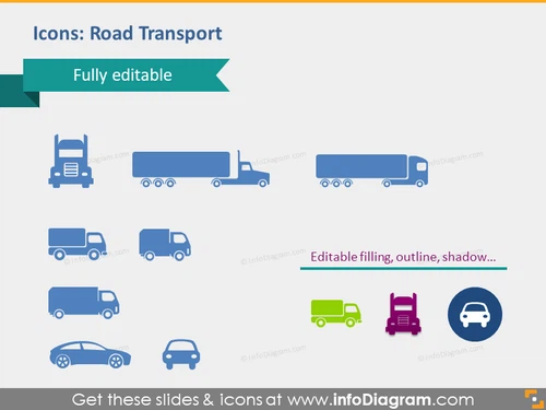 road transport logistics icons truck vehicle car lorry auto