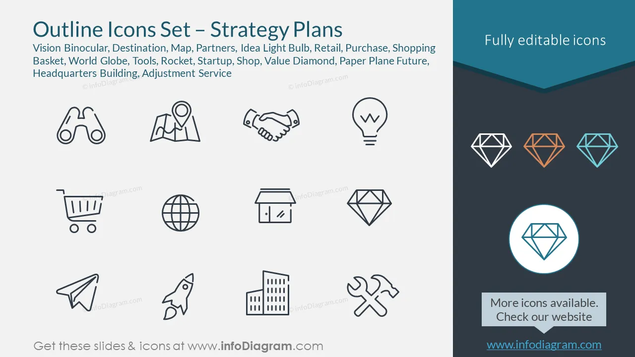 Outline Icons Set – Strategy Plans