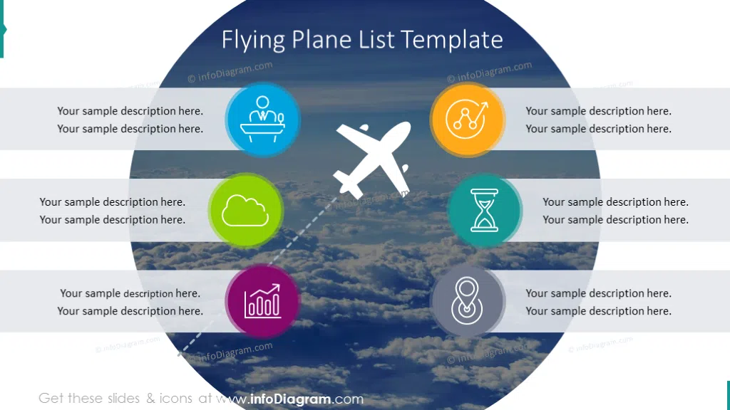 List template on a flying plane background