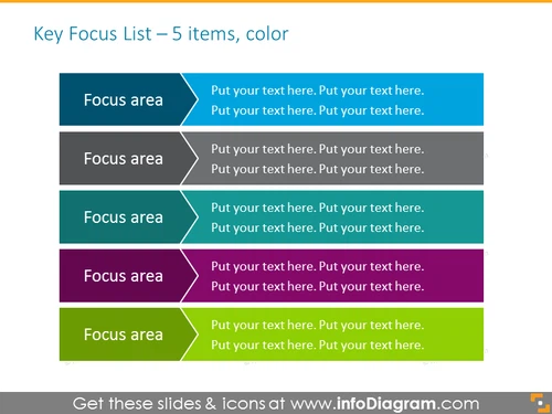 flat_infographic_ppt_templateKey focus list template for 5 steps