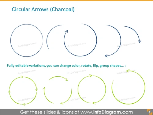 sketch charcoal arrows oneway twoway wide ppt icon