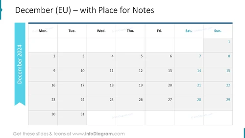 December (EU) – with Place for Notes