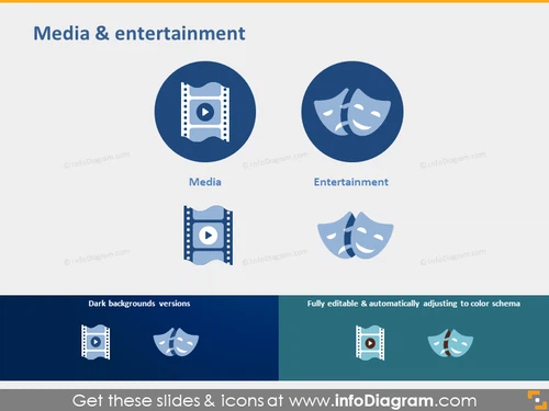 Media entertainment industry symbols ppt icons