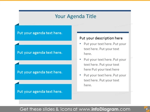 Flat Agenda List for placing 4 items with text box