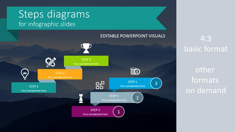 Steps Diagram Infographics (flat PPT template)