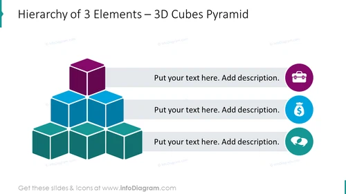3D Cubes Pyramid Hierarchy of 3 Elements Template