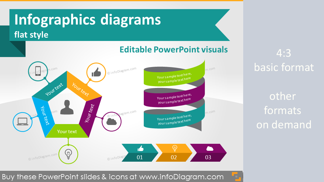 Infographics diagrams and symbols - flat PPT clipart