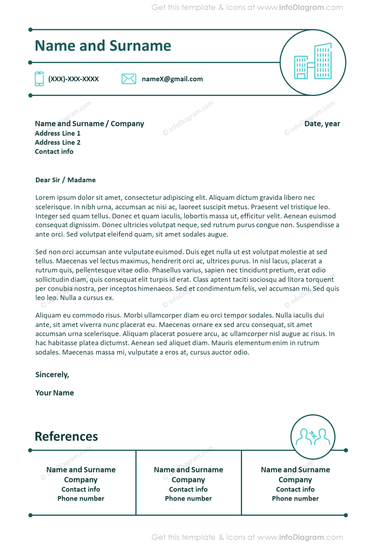 Creative outline personal cover letter with references 