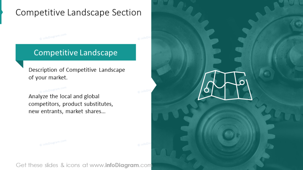 Competitive landscape slide with gears background 