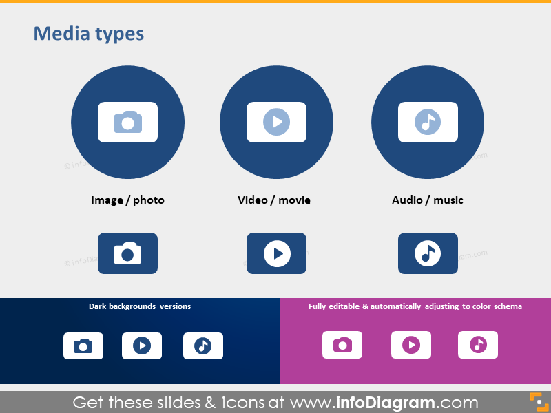 media symbols photo video audio ppt icon