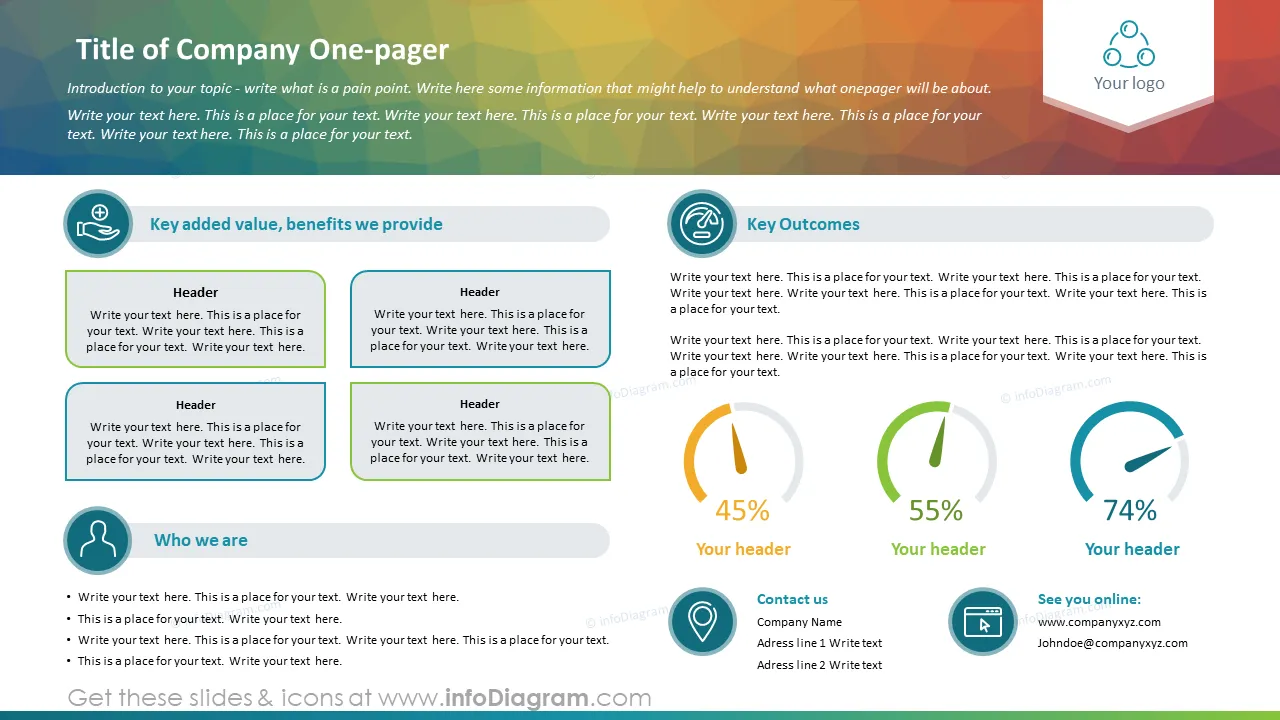 One Pager Company Profile PPT - Company Snapshot PowerPoint Template