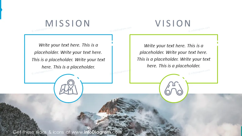 Mission and vision creative slide on picture background