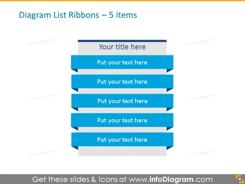 Diagram List Ribbons for placing 5 items