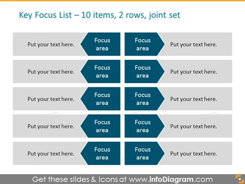 Arrows List Template - 10 Items, 2 Rows, Joint Set
